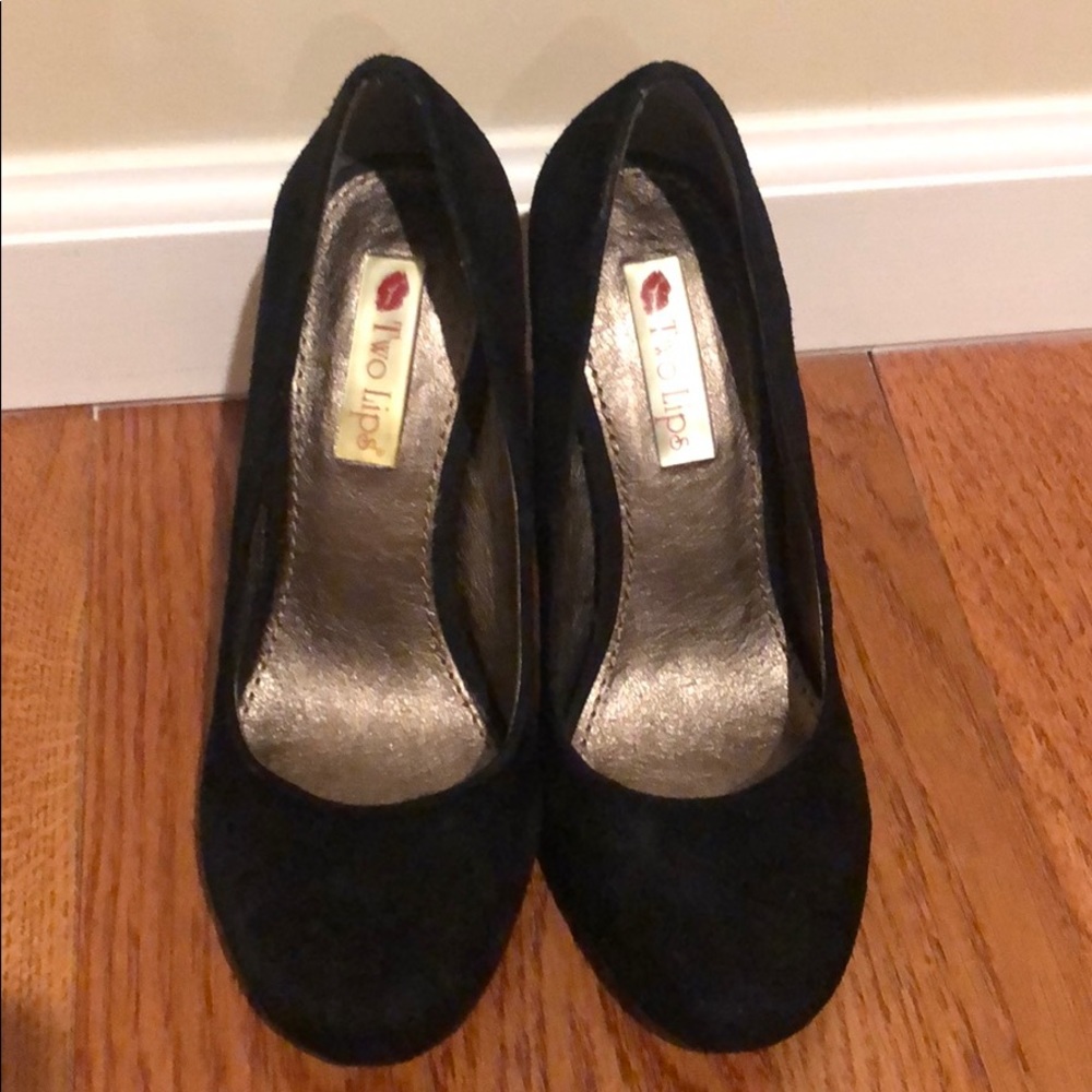 Black suede heels. Fits like 6.5